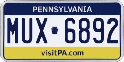 PA license plate MUX6892
