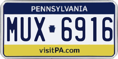 PA license plate MUX6916