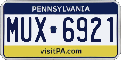 PA license plate MUX6921