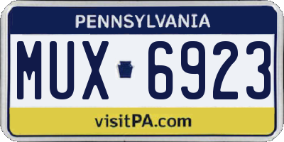 PA license plate MUX6923