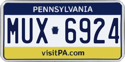 PA license plate MUX6924
