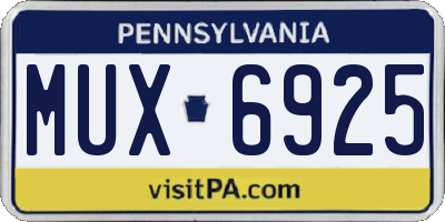 PA license plate MUX6925