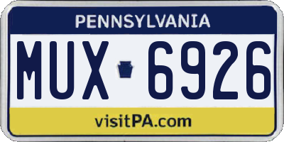 PA license plate MUX6926