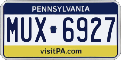 PA license plate MUX6927