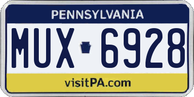 PA license plate MUX6928