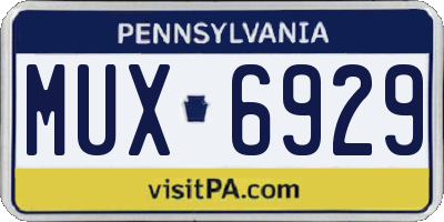 PA license plate MUX6929