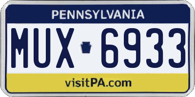 PA license plate MUX6933
