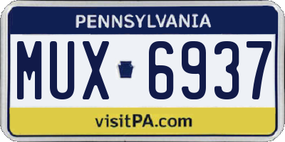 PA license plate MUX6937