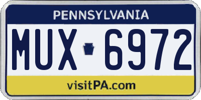 PA license plate MUX6972