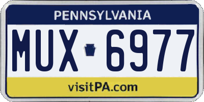 PA license plate MUX6977