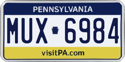 PA license plate MUX6984