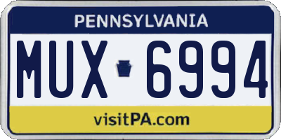 PA license plate MUX6994