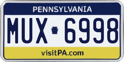 PA license plate MUX6998