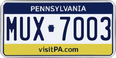 PA license plate MUX7003