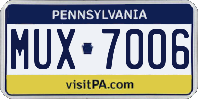 PA license plate MUX7006