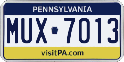 PA license plate MUX7013