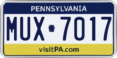 PA license plate MUX7017