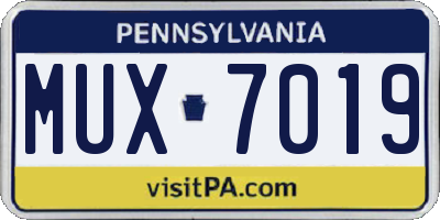 PA license plate MUX7019