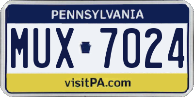 PA license plate MUX7024