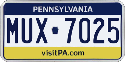 PA license plate MUX7025