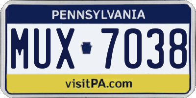 PA license plate MUX7038