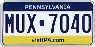 PA license plate MUX7040