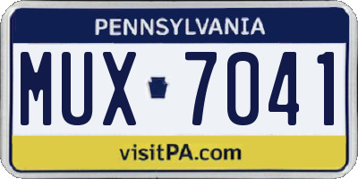 PA license plate MUX7041