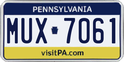PA license plate MUX7061