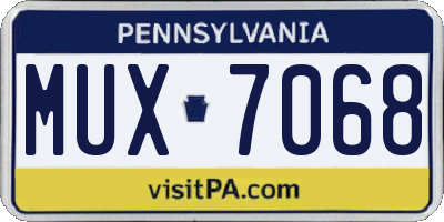 PA license plate MUX7068
