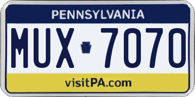 PA license plate MUX7070