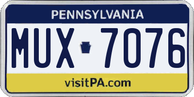 PA license plate MUX7076