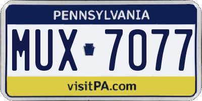 PA license plate MUX7077