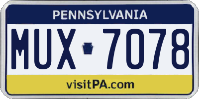 PA license plate MUX7078