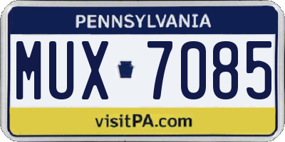 PA license plate MUX7085