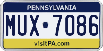PA license plate MUX7086