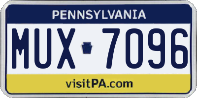 PA license plate MUX7096