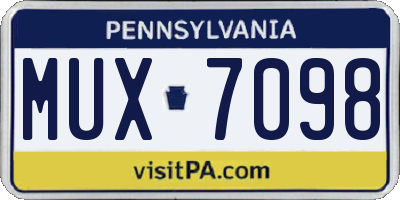 PA license plate MUX7098