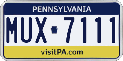 PA license plate MUX7111