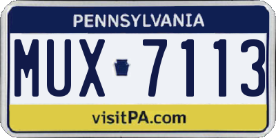 PA license plate MUX7113
