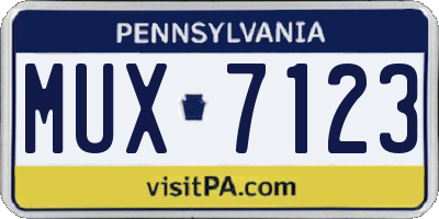 PA license plate MUX7123