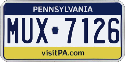 PA license plate MUX7126