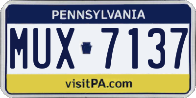 PA license plate MUX7137
