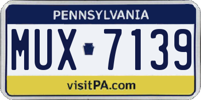 PA license plate MUX7139