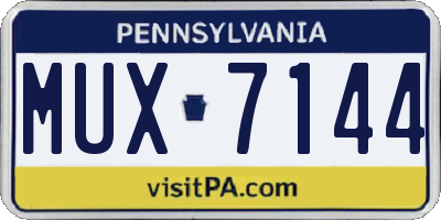 PA license plate MUX7144