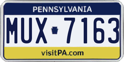 PA license plate MUX7163