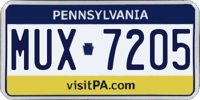 PA license plate MUX7205