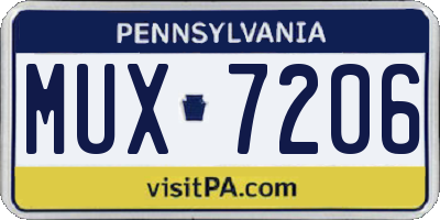 PA license plate MUX7206