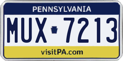 PA license plate MUX7213
