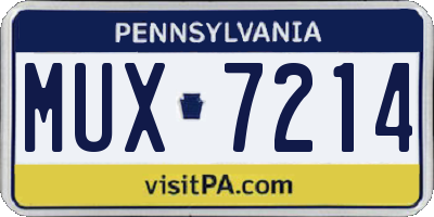 PA license plate MUX7214