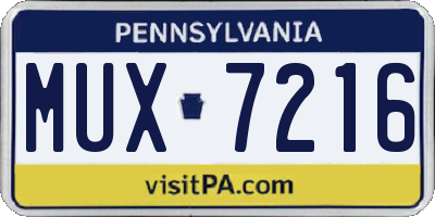 PA license plate MUX7216